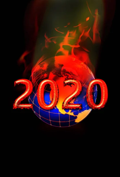 Monde Feu 2020 Avec Virus Les Troubles — Photo