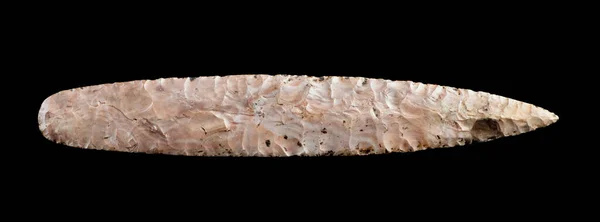 美洲印第安人卵形火石矛尖8英寸长 公元前10 000年左右 — 图库照片