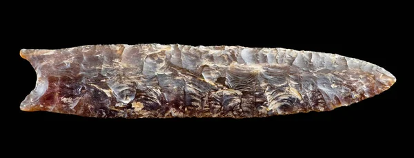 Αμερικανική Ινδική Clovis Πυριτόλιθο Αιχμή Δόρατος Επτά Ίντσες Μακρύ Γίνεται — Φωτογραφία Αρχείου