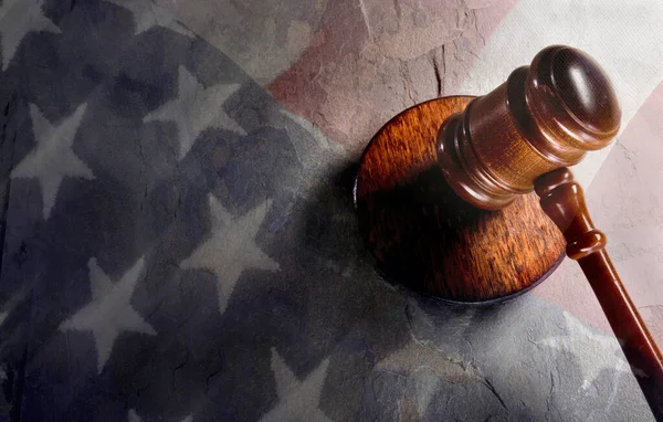 American Flag Wooden Gavel Room Your Type — Stock Photo, Image