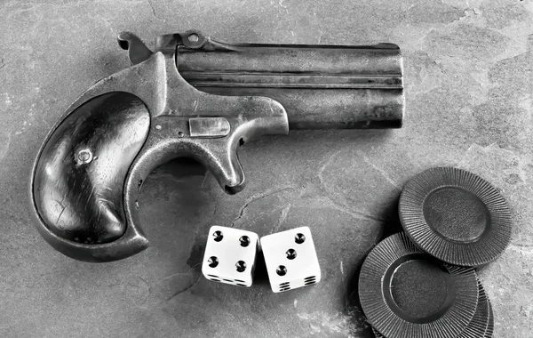 Pistola Antique Gamblers Derringer Hecha 1865 Blanco Negro — Foto de Stock