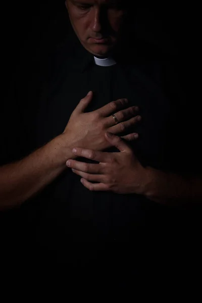 Priest Prays Cassock — Stock Photo, Image