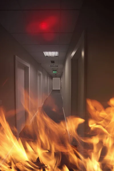 Alarme Incendie Dans Bâtiment Bureaux — Photo