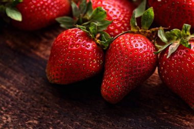 Delicious closeup of healthy red strawberries