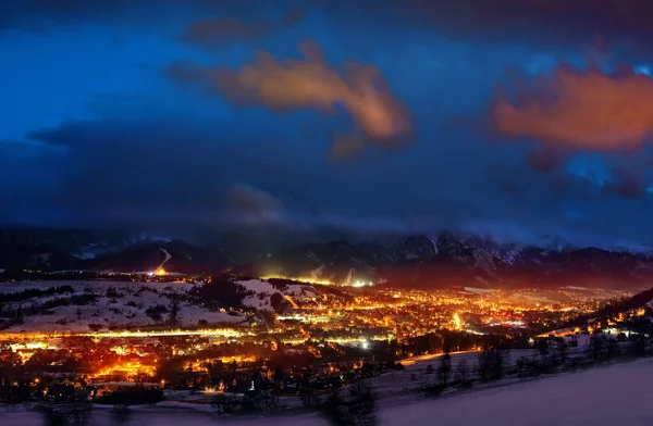 Poland Zakopane City Night — Stock Photo, Image