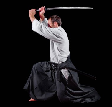 Siyah izole dövüş sanatları savaşçı