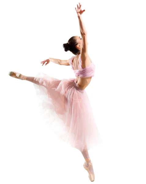 Ung Ballerina Isolert Hvit – stockfoto