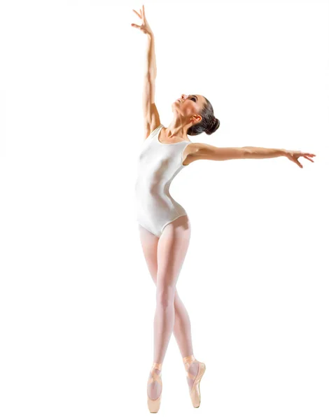 Jonge Ballerina Geïsoleerd Witte Ver — Stockfoto