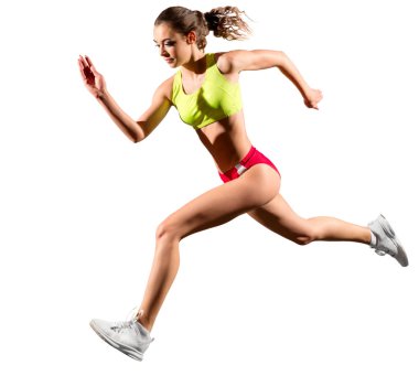 Sportif kadın üzerinde beyaz izole