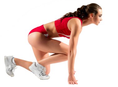 Sportif kız beyaz izole