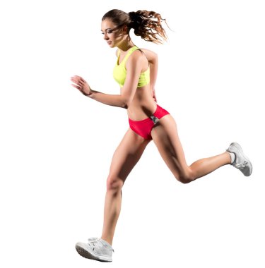 Sportif kadın üzerinde beyaz izole