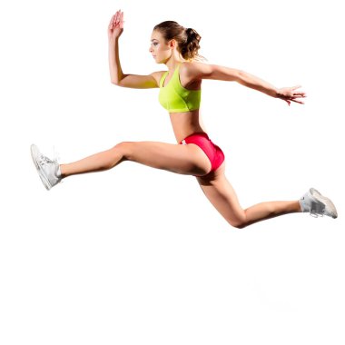 Sportif kadın üzerinde beyaz izole