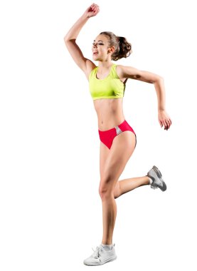 Sportif kadın üzerinde beyaz izole