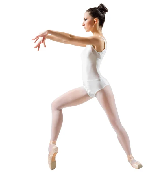 Jovem Bailarina Isolada Branco — Fotografia de Stock