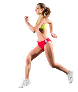 Sportif kız beyaz izole