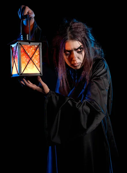 Scary Witch Isolated Black — Stock Photo, Image