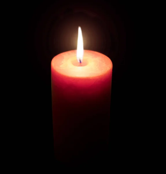 Горящая Свеча Изолированная Черном — стоковое фото