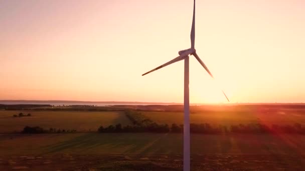 Generadores Energía Eólica Atardecer — Vídeos de Stock