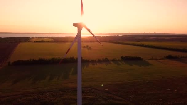 Generadores Energía Eólica Atardecer — Vídeos de Stock