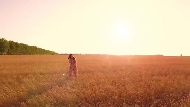 Junges Mädchen Fuß Weizenfeld — Stockvideo
