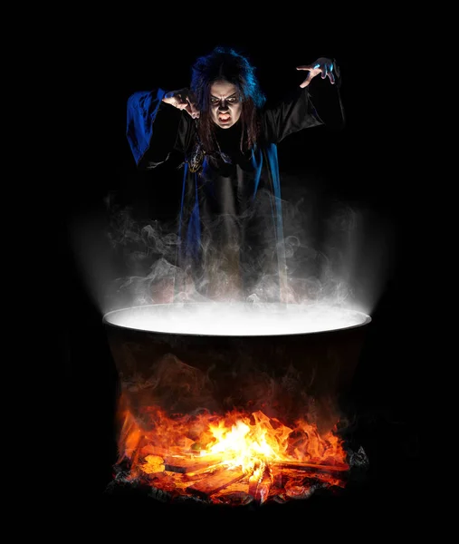 Scary Witch Isolated Black Version — Stock Photo, Image