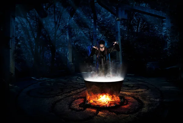 Vrăjitoare Înfricoșătoare Versiunea Pădure Noapte — Fotografie, imagine de stoc