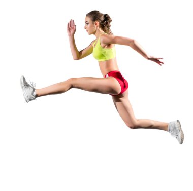 Beyaz izole genç kız atlet