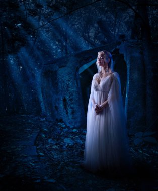 Genç elf kızı gece orman versiyonu