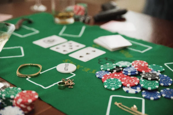 Playing Chips Game Table Ancient Version — Stock Photo, Image