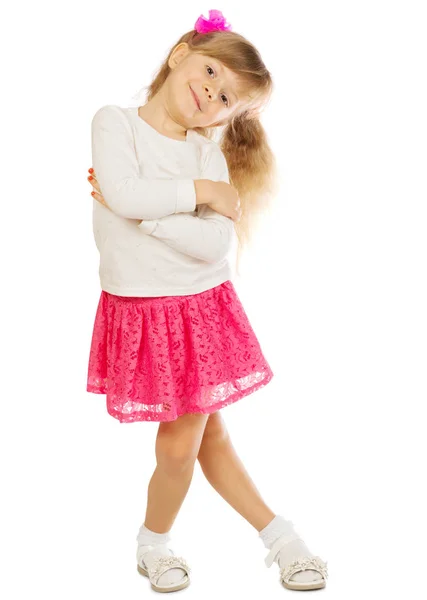 Little funny girl isolated — Stock Photo, Image