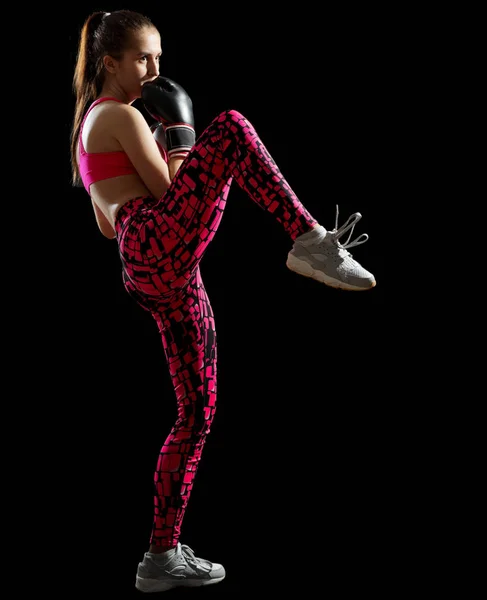 Young sporty kickboxer girl isolated — Stock Photo, Image