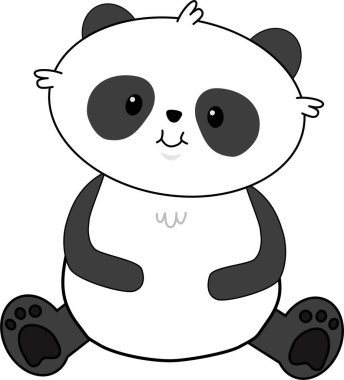 Beyaz üzerine panda (gölgeler olmadan sürüm))