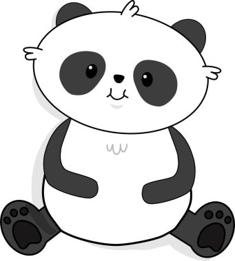 Beyaz üzerine panda (gölgeli))