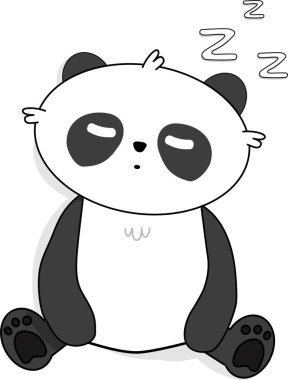 Beyaz üzerinde uyuyan panda (gölge versiyonu)