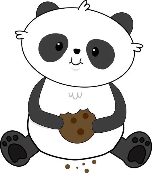Panda Ciasteczkiem Bez Wersji Cieni — Wektor stockowy