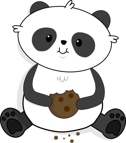 Panda Ciasteczkiem Wersja Cieniami — Wektor stockowy