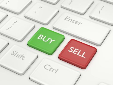 bilgisayar klavye ile 3D render closeup satın almak ve satmak düğmeleri