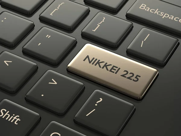 Render Close Van Computertoetsenbord Met Knop Voor Nikkei 225 Index — Stockfoto