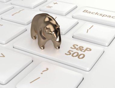 bilgisayar klavye ayı ve S ve P 500 Endeksi düğmesi ile 3D render closeup. Borsa dizinler kavramı. 