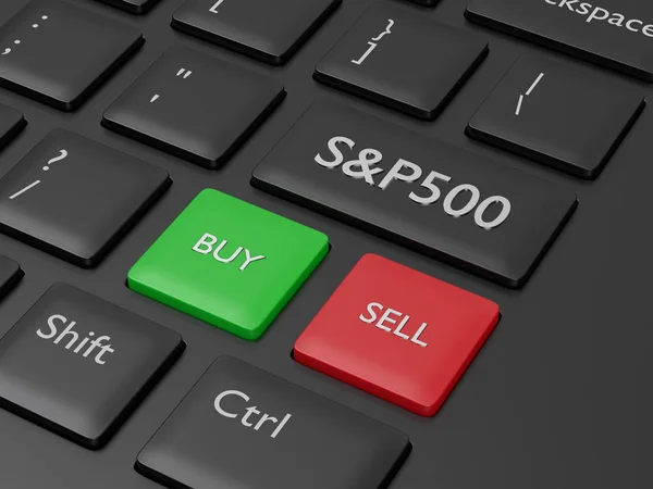 Render Closeup Computer Keyboard 500 Index Button Stock Market Indexes — Stock Photo, Image