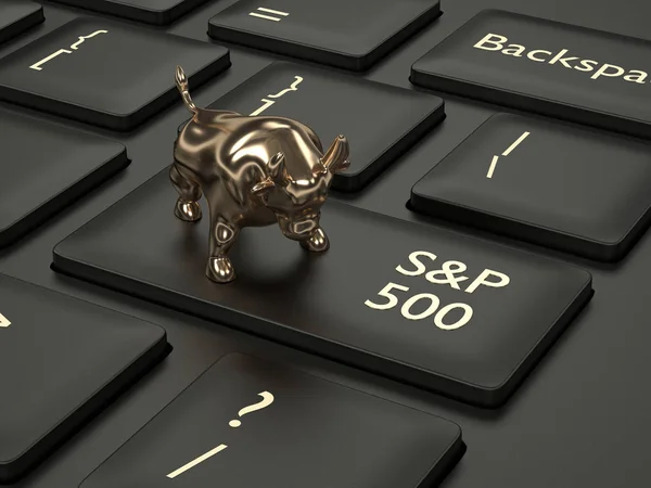 Render Närbild Datorns Tangentbord Med Bull Och 500 Index Knappen — Stockfoto