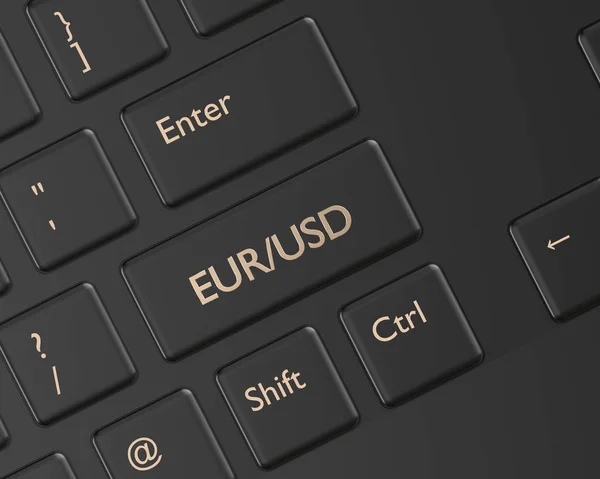 Renderização Teclado Computador Com Botão Euro Dólar Forex Conceito Pares — Fotografia de Stock