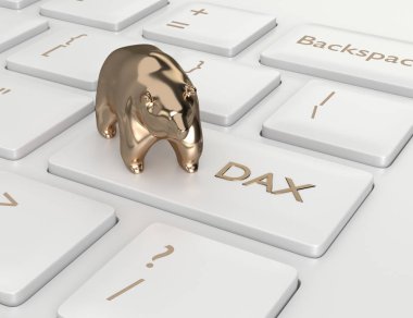 bilgisayar klavye Dax endeksi düğmesi ve ayı ile 3D render closeup. Borsa dizinler kavramı. 