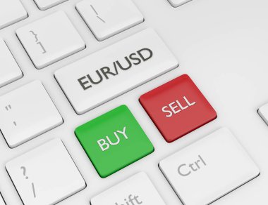 bilgisayar klavye euro ve dolar tuşu ile 3D render