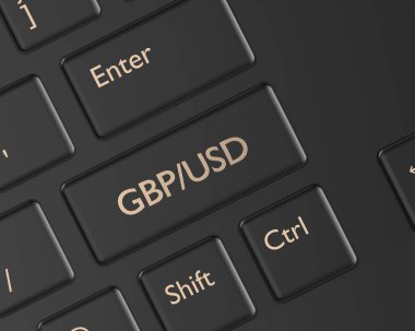 bilgisayar klavye Lirası ve doları tuşu ile 3D render. Forex döviz çiftleri kavramı.