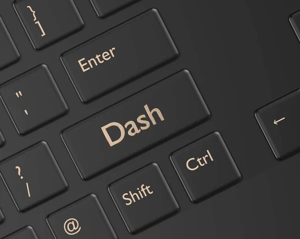 Renderização Teclado Computador Com Botão Dash Conceito Criptomoedas — Fotografia de Stock
