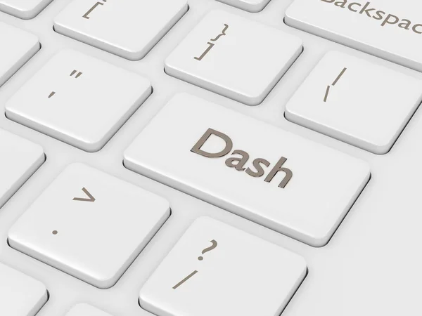 ダッシュ ボタンでコンピューターのキーボードの のレンダリング Cryptocurrencies コンセプト — ストック写真