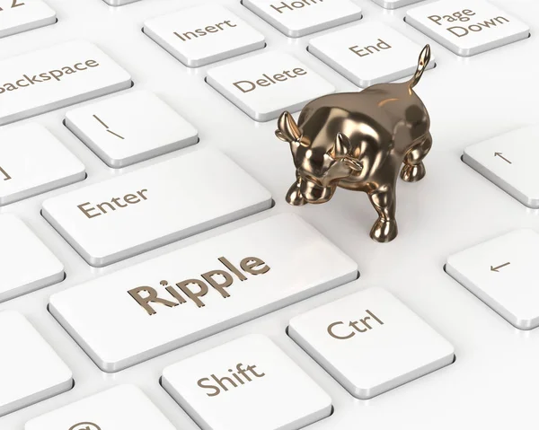 Rendering Della Tastiera Del Computer Con Pulsante Ripple Toro Criptovalute — Foto Stock