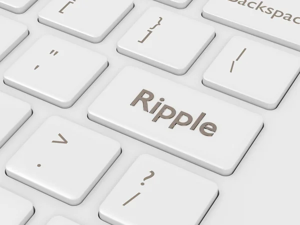 Render Computer Keyboard Ripple Button Cryptocurrencies Concept — Stock Photo, Image