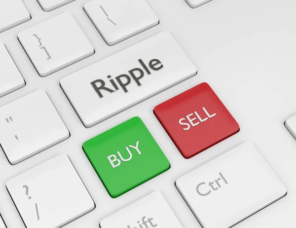 Render Computer Keyboard Ripple Button Cryptocurrencies Concept — Stock Photo, Image